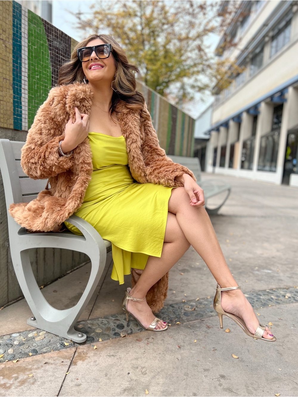 Express Plush Faux Fur Jacket in Camel - Picture 2 of 8